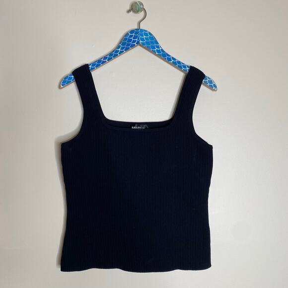 BAILEY/44 Black Ribbed Knit Square Neck Tank Top Size Large - Picture 7 of 7